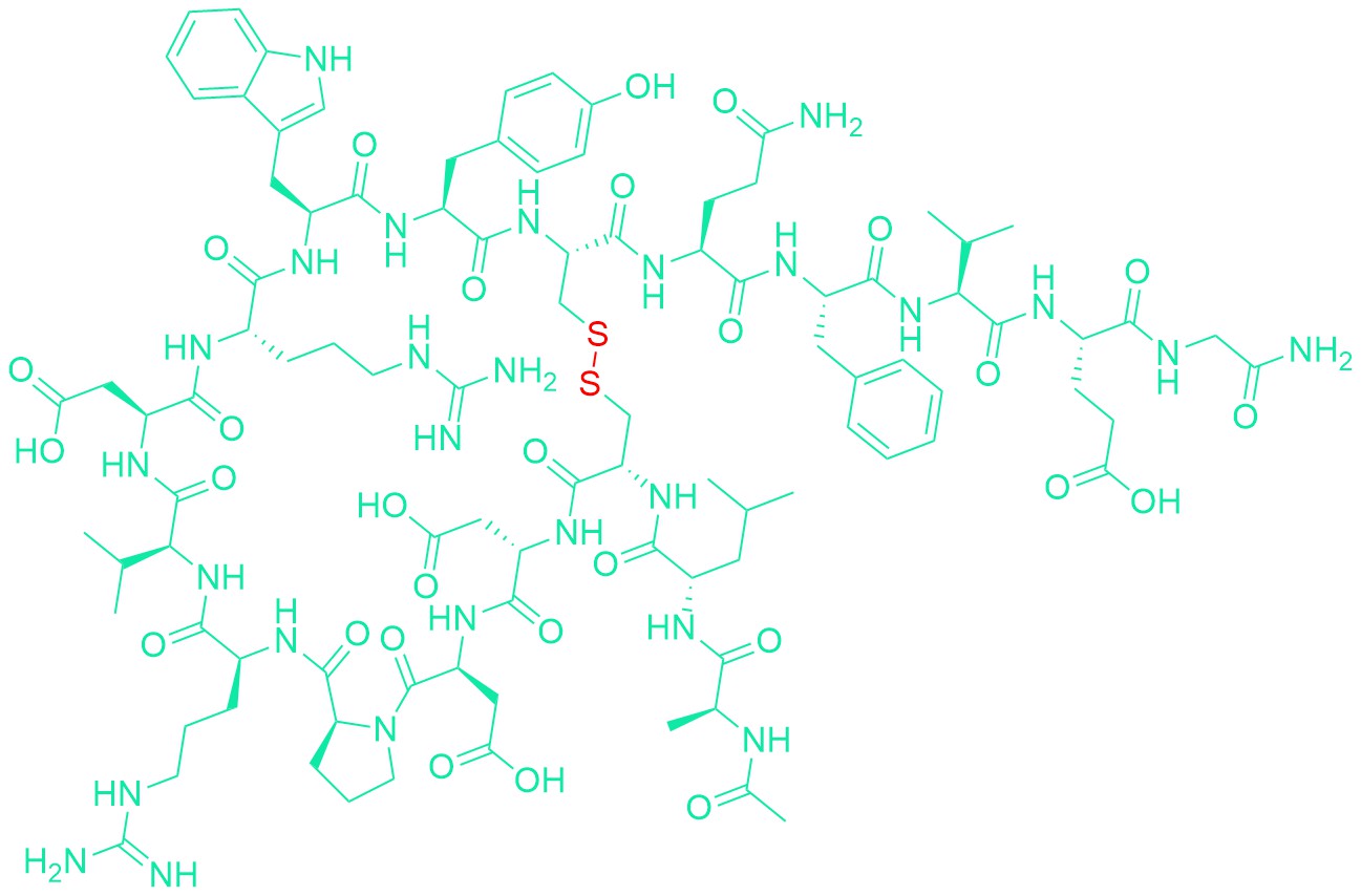 Ac-Ala-Leu-Cys-Asp-Asp-Pro-Arg-Val-Asp-Arg-Trp-Tyr-Cys-Gln-Phe-Val-Glu-Gly-NH2 (Disulfide bond)