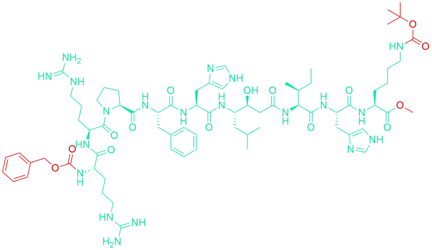 Z-Arg-Arg-Pro-Phe-His-Sta-Ile-His-Lys(Boc)-Ome