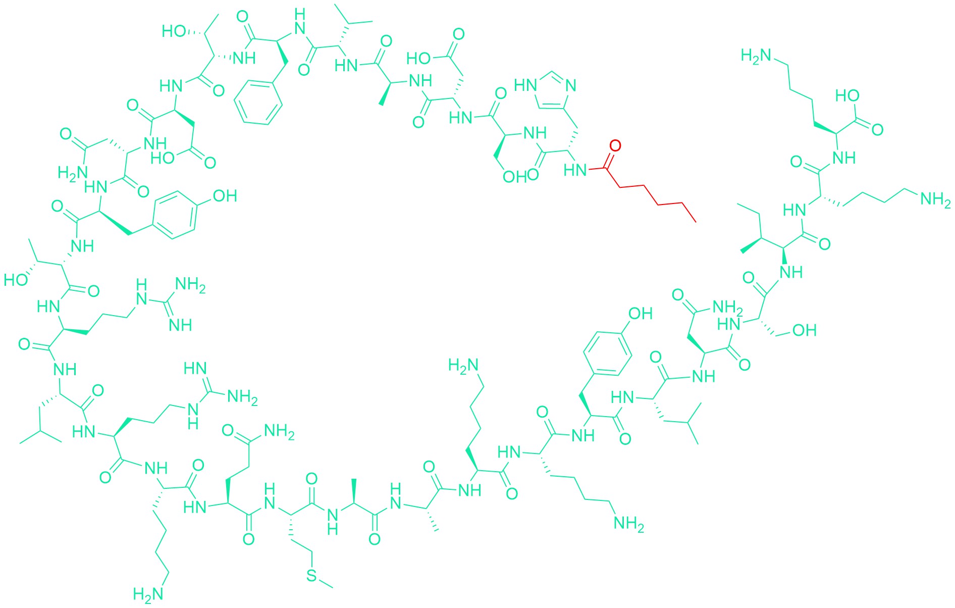 Hexanoyl-(Ala19,Lys27.28)-VIP (free acid)